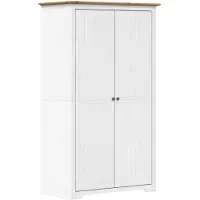 The Living Store Armoire BODO blanc & marron 101x52x176,5 cm pin