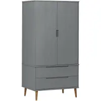 The Living Store Armoire MOLDE Gris 90x55x175 cm Pin massif