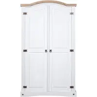 The Living Store Armoire style mexicain en pin 2 portes blanches