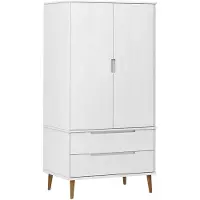 The Living Store Armoire MOLDE Blanc 90x55x175 cm Pin massif