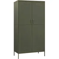 The Living Store Armoire vert olive 90x50x180 cm Acier
