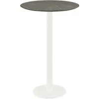 Veba Table de bar Urban - Structure blanche + Plateau HPL effet marbre Midnight Ø70 cm (1 pièce)