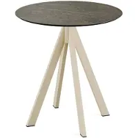 Essentials Infinity - Table de patio, structure couleur sable + plateau HPL effet marbre Midnight, Ø70 cm, 1 pièce
