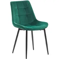 Beliani Set of 2 Dining Chairs Dark Green Velvet Black Iron Legs Modern Upholstered Chairs