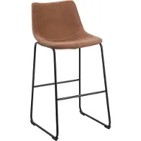 Beliani Ensemble de 2 tabourets de bar Tapisserie en tissu marron Pieds en métal noir Ottoman Industriel