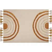 Beliani Couverture Mathura Coton 130 X 180 Cm Beige