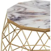 Beliani Table basse avec cadre en fer doré Plateau en MDF effet marbre salon élégant