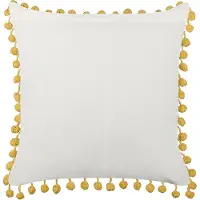 Beliani Coussin Lycrois Coton 45 X 45 Cm Floral Impression En Bloc Jaune