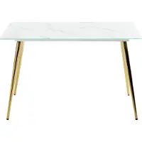 Beliani Table À Manger En Verre Et Acier Effet Marbre Et Doré Mulga