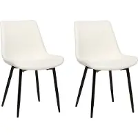 Beliani Lot de 2 chaises de salle à manger rembourrées en buffle blanc dossier haut sans accoudoirs pieds en métal noir design moderne