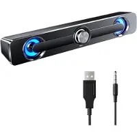 OEM Enceinte de bureau - Enceinte gaming - Enceinte PC - Enceinte USB - Noir - Prise AUX 3,5 mm - Pour PC, écran, ordinateur portable, téléphone - Noir