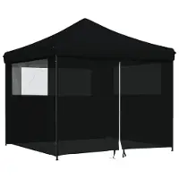 vidaXL Tente de réception pliable Pop-Up avec 4 panneaux latéraux noir