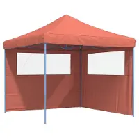 vidaXL Tente de réception pliable Pop-Up avec 2 parties latérales rouge terracotta