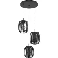 Eglo Lampe à suspendre Romazzina, lampe à suspendre à 3 flammes au-dessus de la table à manger, lampe à suspendre ronde en métal noir, lampe à suspendre avec douille E27, Ø 46 cm