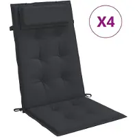 vidaXL Coussins de chaise à dossier haut lot de 4 noir tissu oxford