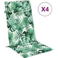 vidaXL Coussins de chaise à dossier haut lot de 4 modèle de feuille