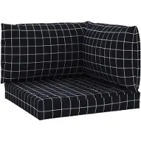 vidaXL Coussins de palette lot de 3 motif à carreaux noir tissu Oxford