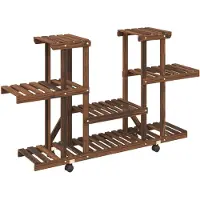 vidaXL Support à fleurs avec roues 110x25x78 cm bois massif de sapin