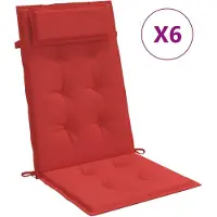 vidaXL Coussins de chaise à dossier haut lot de 6 rouge tissu oxford