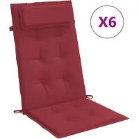 vidaXL Coussins de chaise à dossier haut lot de 6 rouge bordeaux