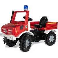 Rolly Toys RollyToys Feuerwehr Unimog Tretfahrzeug für Kinder ab 3 Jahren, mit Blinklicht