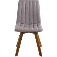 Beliani Lot de 2 chaises de salle à manger tissu polyester gris taupe pieds en bois foncé coutures verticales style rétro