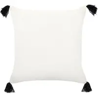 Beliani Coussin MAYS Coton 45 x 45 cm Géométrique Impression en bloc Blanc
