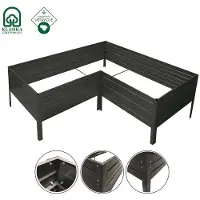 BAUMERA Lit surélevé de jardin Acier galvanisé KLASIKA GARDEN en forme de L 50x150x75x75x75 cm, peint (brun)