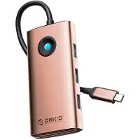 ORICO Station d'accueil multifonction Type-C 6in1 HUB (or rose) (USB-C, 6 ports), Station d’accueil + hub USB, Pink