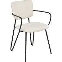 Beliani Lot de 2 chaises de salle à manger revêtement en tissu polyester blanc crème pieds en métal noir dossier arrondi design moderne