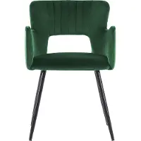 Beliani Lot de 2 chaises en velours vert émeraude avec accoudoirs en forme dossier matelassé pieds en métal noir