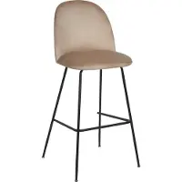 Beliani Lot de 2 chaises de bar Arcola Velour Beige Grey Lumarko