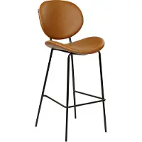 Beliani Lot de 2 chaises de bar en simili cuir brun doré sans accoudoirs pieds en fer noir design rétro salle à manger