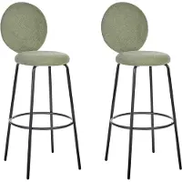 Beliani Lot de 2 chaises de bar vert clair en acier bouclé pieds noirs sans accoudoirs style moderne mobilier de salle à manger