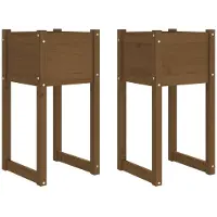 vidaXL Jardinières 2 pcs Marron miel 40x40x81 cm Bois massif de pin
