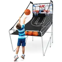 Costway Machine d'arcade de basket-ball – Double panier de basket-ball avec affichage électronique du score 207 x 108 x 205 cm – Noir
