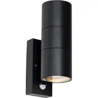 QAZQA Applique d'extérieur noire 2 lumières AR70 avec détecteur de mouvement - Duo