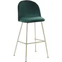 Beliani Lot de 2 tabourets de bar en velours vert avec structure en acier doré sans accoudoirs style moderne salle à manger cuisine