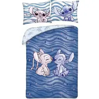 Halantex SP. z.o.o. Lilo & Stitch Stitch & Angel Waves Duvet Set/ 140x200 Cm 70x90 Cm Bleu