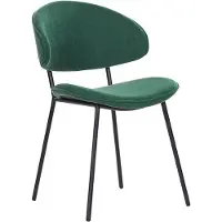 Beliani Lot de 2 chaises de salle à manger revêtement en tissu vert pieds en métal noir sans accoudoirs dossier arrondi design contemporain moderne