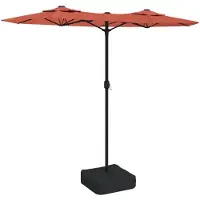 vidaXL Parasol double avec lampes LED rouge terracotta 316x145 cm
