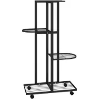 vidaXL Jardinière à 4 niveaux avec roues 44x23x80 cm Noir Fer