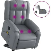 vidaXL Fauteuil de massage avec releveur électrique Gris Similicuir
