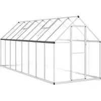 vidaXL Serre avec cadre de fondation argent 445x169x195cm Aluminimum