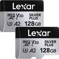 Lexar Carte microSDXC Silver Plus UHS-1 128Go R205/W150 V30 - Pack de 2