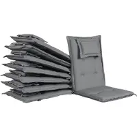 Beliani Jeu de 8 coussins de chaise de jardin Graphite Maui