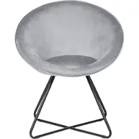 Beliani Fauteuil design en velours gris clair assise ronde rétro design minimaliste