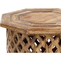 Beliani Table d'appoint en bois de manguier foncé base ronde octogonale 45 x 45 cm design traditionnel
