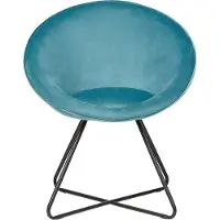 Beliani Fauteuil design en velours bleu clair assise ronde rétro design minimaliste