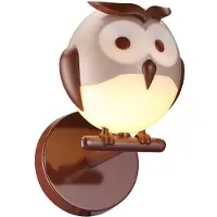 Eko-Light Applique murale pour enfant « Chouette » OWL, marron et blanc, 1xG9x20W, plastique, dimensions : 26x15x18 cm, IP20, Milagro
